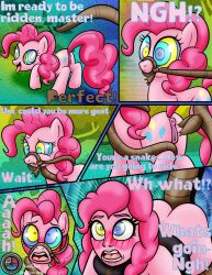  absurdres blush bottomless breasts coils comic dazed disney equestria_girls femsub happy_trance horse horse_girl hypnotic_eyes kaa kaa_eyes long_hair maledom my_little_pony nude open_mouth ordeper_arts pink_hair pinkie_pie smile snake text the_jungle_book topless western 
