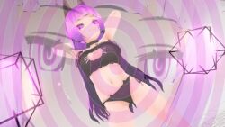  3d animated animated_gif arms_above_head breasts cat_ears cat_girl evil_smile female_only femdom hypnotic_eyes long_hair looking_at_viewer nyathalie_(pandouaide) original pandouaide pov pov_sub purple_eyes purple_hair smile spiral spiral_eyes symbol_in_eyes underwear 
