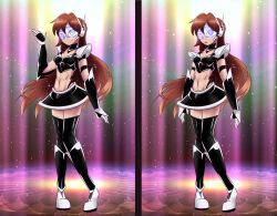 artist_request before_and_after bellchan_(manipper) brown_hair hypnotic_accessory tech_control visor vocaloid