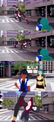  absurdres ash_ketchum black_hair breast_grab breasts breasts_outside brown_eyes closed_eyes clothed dialogue english_text femsub floating green_hair groping horokeu long_hair maledom multiple_girls multiple_subs nintendo nipples officer_jenny pokemon pokemon_(anime) red_eyes sabrina_(pokemon) short_hair shrunken_irises text torn_clothes 