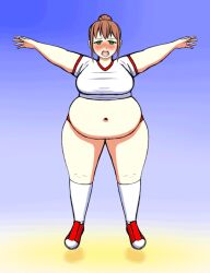  animated animated_gif artist_request bbw blush bouncing_breasts breasts empty_eyes exercise fat female_only femsub gym_uniform large_breasts mantra open_mouth original ponytail socks solo unhappy_trance 