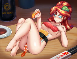  ass blush bottomless breasts equestria_girls female_only femsub food glowing glowing_eyes large_ass large_breasts long_hair looking_at_viewer manip misterman4_(manipper) my_little_pony nude nyotaimori red_hair spiral_eyes sunset_shimmer sushi symbol_in_eyes tagme topless ytrall 