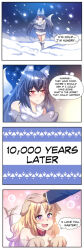  absurdres before_and_after breasts collar comic dog_girl domestication english_text heart heart_eyes humor large_breasts merryweather pet_play princess_hinghoi speech_bubble symbol_in_eyes text wolf_girl 