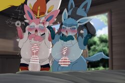  ahegao anal balls blush censored cinderace dagasi dazed femsub furry glaceon happy_trance heavy_eyelids hypno hypnotized_dom legs_beside_head lucario malesub multiple_boys multiple_doms multiple_girls multiple_subs nintendo open_mouth pendulum pokemon pokemon_(creature) pussy pussy_juice sex standing sylveon tagme tail tongue trembling 