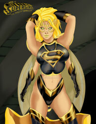  alternate_color_scheme alternate_costume alternate_hairstyle bee_girl blonde_hair bug_girl corruption dark_skin darkthewise dc_comics eggs empty_eyes evil_smile female_only gold lipstick looking_at_viewer messy_hair midriff monster_girl multiple_arms princess smile solo story super_hero supergirl superman_(series) tan_skin text western wings yellow_eyes yellow_lipstick 
