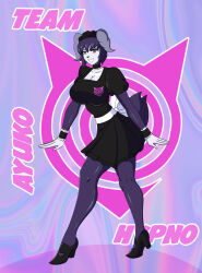 ayuko_(jcroth) dlobo777 empty_eyes femsub furry happy_trance horns large_breasts original pokemon purple_hair purple_skin team_hypno