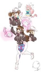  angry aware bare_shoulders breasts brown_eyes brown_hair character_request cleavage clothed d.va female_only femdom femsub humiliation large_breasts long_hair onatart overwatch pink_hair posing possession simple_background smile surprised symbol tail white_background wink 