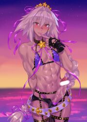  abs androgynous artist_request astolfo_(fate/grand_order) corruption dark_skin empty_eyes fate/grand_order fate_(series) heart heart_eyes male_only malesub muscle_boy penis red_eyes ruihai_bb@c95_lost symbol_in_eyes trap 