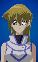  alexis_rhodes animated animated_eyes_only animated_gif bangs bare_shoulders blonde_hair breasts clothed expressionless female_only femsub long_hair manip simple_background solo spiral_eyes symbol_in_eyes yu-gi-oh! yu-gi-oh!_gx 