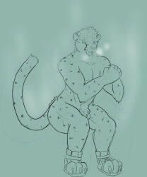  bottomless cat_boy cheetah_boy chris_(fong) exercise fong furry glowing glowing_eyes gym happy_trance himbo himbofication male_only malesub monochrome nude open_mouth original panting penis solo squatting story topless 