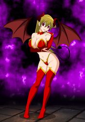absurdres alexis_rhodes bat_wings breasts corruption demon_girl happy_trance horns jimryu large_breasts long_hair monster_girl tail yu-gi-oh! yu-gi-oh!_gx