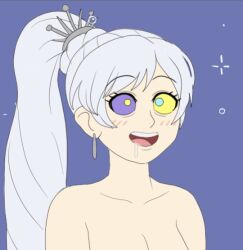  animated animated_gif blush bottomless breasts drool female_only femsub happy_trance kaa_eyes nude open_mouth plsgts ponytail rwby solo topless very_long_hair weiss_schnee white_hair 