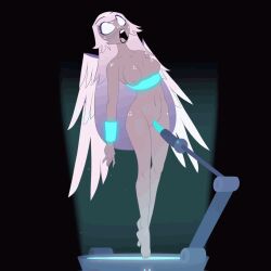  animated animated_gif dazed emily_(hazbin_hotel) empty_eyes enemy_conversion hazbin_hotel resisting restrained sex_machine tragicsolitudedragon 