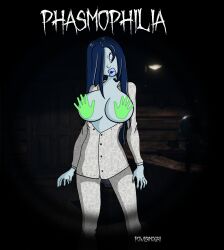 bimbofication black_hair female_only ghost groping phasmophobia powermogri