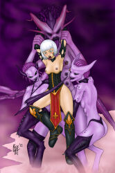 blush breasts daemonette demon demon_girl discolored_nipples fangs femdom femsub horns monster monster_girl multiple_breasts nipple_piercing open_mouth piercing rick404 short_hair sister_of_battle sketch slaanesh tongue tongue_out topless torn_clothes traditional warhammer_40k white_hair