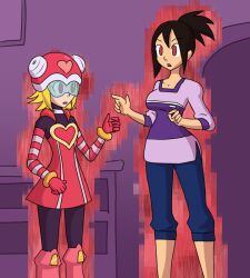 blonde_hair brown_hair empty_eyes femsub harp_note hope_stelar megaman_(series) megaman_star_force mythkaz sonia_strumm virus