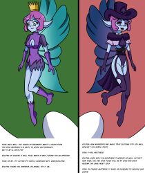  blue_skin bottomless caption clothed_exposure cum eclipsa_butterfly fairy femdom femsub idpet pixie_empress star_vs_the_forces_of_evil text wings 