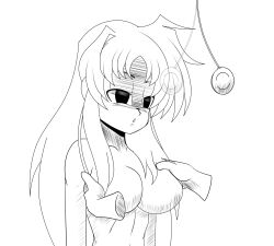  bottomless breast_grab breasts empty_eyes expressionless fate_testarossa femsub idpet long_hair magical_girl_lyrical_nanoha monochrome nude open_mouth pendulum topless 