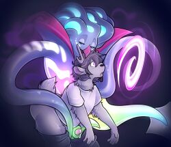  black_hair cassthesquid drool furry hypnotic_tentacle malamar male_only malesub mega_malamar nintendo original penis pokemon samual_(cassthesquid) tentacles undressing 