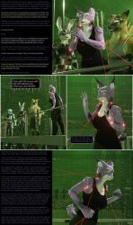  3d armor bodysuit borg bunny_girl caption cat_girl comic complex_background dialogue drone dronification expressionless furry hivemind indifferent laser_pointer latex mass_hypnosis speech_bubble star_trek tech_control text thalarynth_(manipper) wolf_boy 