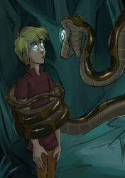  arthur_(sword_in_the_stone) blonde_hair coils disney expressionless hypnotic_eyes jdashe kaa kaa_eyes male_only maledom malesub open_mouth short_hair snake standing sword_in_the_stone the_jungle_book 