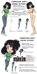 absurdres black_hair bottomless breasts chibi commission_sheet femdom femsub idpet me_(idpet) nude pet_play short_hair text topless 