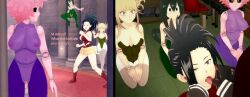  3d before_and_after black_eyes black_hair black_sclera blonde_hair breasts bunnysuit cyanstargazer defeated doll doll_joints dollification drool empty_eyes expressionless femsub finger_in_mouth grey_eyes himiko_toga kneeling koikatsu! large_breasts leotard long_hair messy_hair mina_ashido momo_yaoyorozu multiple_girls multiple_subs my_hero_academia open_mouth pink_hair pink_skin puppet see-through text tsuyu_asui yellow_eyes 