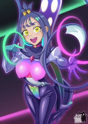  alternate_costume black_hair blush choker collar eyeshadow female_only femsub gloves happy_trance heart_eyes leotard lida_(pokemon) makeup malamar malamar_outfit mega_malamar nintendo pokemon rosvo sweat tagme tentacles yellow_eyes 
