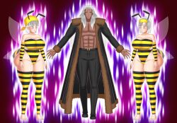  antenna bee_girl bee_suit bluebullpen breasts bug_girl cleavage dragon_ball dragon_ball_gt dragon_ball_heroes femsub grey_eyes happy_trance henry_d._damien_(shadowprince50) large_breasts maledom pan_(dragon_ball) silver_hair smile wings 