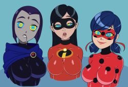  animated animated_eyes_only animated_gif black_hair blue_hair breasts costume dazed dc_comics disney drool female_only femsub grey_skin happy_trance kaa_eyes large_breasts latex marinette_dupain-cheng mask miraculous_ladybug multiple_girls multiple_subs open_mouth purple_hair raven short_hair smile spiral_eyes super_hero symbol_in_eyes teen_titans the_incredibles twintails very_long_hair violet_parr western zelamir 