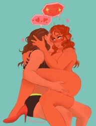 female_only femdom femsub fingering heart pomegranet speech_bubble tagme yuri 