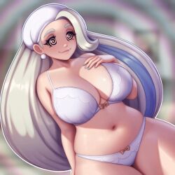 ai_art animated animated_gif auralesu bra breasts danni68_(manipper) female_only femsub happy_trance hat huge_breasts melony_(pokemon) milf nintendo panties pokemon pokemon_sword_and_shield solo spiral_background spiral_eyes