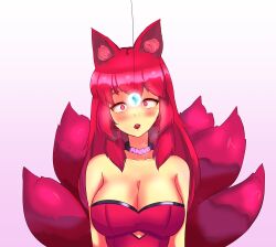  anno_(anno) drool femsub fox_ears fox_girl fox_tail glowing_eyes kitsune_girl large_breasts open_mouth original pendulum red_eyes red_hair smeef solo 