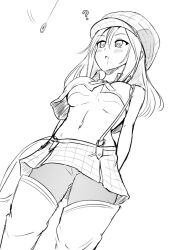 alisa_ilinichina_amiella cabbie_hat confused drool empty_eyes expressionless god_eater haruzuki hat monochrome open_mouth pantyhose pendulum sketch skirt standing standing_at_attention thigh_boots underboob