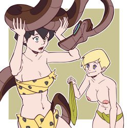  black_hair blonde_hair breasts coils disney dragon_ball dragon_ball_z ef-nsfw erasa femsub groping happy_trance kaa kaa_eyes leopard_print loincloth maledom nipples nude short_hair smile snake surprised tail the_jungle_book tomboy undressing videl 