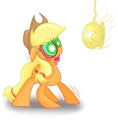 absurdres animals_only applejack blonde_hair blush drool femsub freckles hat hooves horse kaa_eyes long_hair mr-degration my_little_pony non-human_feet pendulum tongue tongue_out