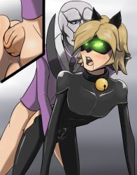  adrien_agreste anal blonde_hair blue_eyes blush bottomless boxman cat_ears clothed_exposure comic costume cum doggy_style drool empty_eyes gabriel_agreste glowing glowing_eyes green_eyes handjob incest jabberwocky_(manipper) male_only maledom malesub manip mask miraculous_ladybug penis sex suit super_hero western yaoi 