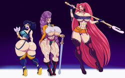  abs bimboannon bimbofication dildo erect_nipples erect_nipples_under_clothes femsub hyper_breasts kpop_demon_hunters large_breasts lip_expansion lipstick long_hair mira_(kpop_demon_hunters) muscle_girl purple_hair rumi_(kpop_demon_hunters) thong tube_top weapon zoey_(kpop_demon_hunters) 