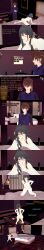  absurdres black_eyes black_hair blue_eyes breasts brown_hair chicken_dance chicken_pose clothed dialogue english_text eye_roll femsub honkai_star_rail maledom nipples nude ruan_mei_(honkai_star_rail) short_hair text zenin1 