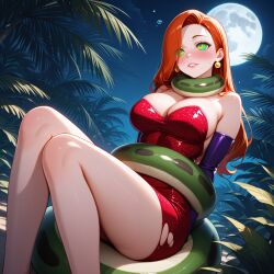 ai_art coils jessica_rabbit kaa_eyes large_breasts red_dress red_hair snake tagme who_framed_roger_rabbit