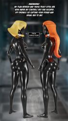  3d ass barefoot blender blonde_hair clover_ewing collar dialogue drone dronification faceless female_only femsub latex long_hair maledom multiple_girls multiple_subs orange_hair sam_simpson short_hair speech_bubble standing standing_at_attention supercasket text totally_spies watermark 