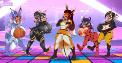  alya_cesaire breast_expansion breasts chloe_bourgeois lila_rossi marinette_dupain-cheng miraculous_ladybug moisesgrafic singing smile spiral_eyes symbol_in_eyes tongue tongue_out zoe_lee 