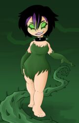 barefoot big_hero_6 black_hair collar corruption crossover disney evil_smile feet female_only femsub glowing glowing_eyes gogo_tomago green_eyes mr.h multicolored_hair open_mouth smile western