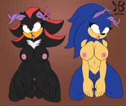 absurdres bottomless brain_drain breasts female_only femsub furry genderswap open_mouth shadow_the_hedgehog sonic_the_hedgehog sonic_the_hedgehog_(series) tongue tongue_out topless