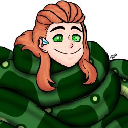 aloy_(horizon_zero_dawn) coils glycon green_eyes happy_trance harold30001 horizon_zero_dawn kaa_eyes orange_hair original smile snake