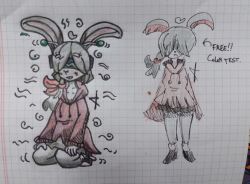 blush bunny_ears bunny_girl clothed expressionless female_only femsub frantheflan furry kneeling looking_at_viewer original ponytail short_hair sketch skirt tagme tech_control text traditional visor