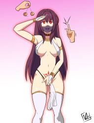  crotch_tattoo fate/grand_order fate_(series) femsub finger_snap glowing glowing_eyes happy_trance harem_outfit long_hair mask masturbation pendulum phantom_hand purple_hair red_eyes saluting scathach_(fate/grand_order) tattoo tongue_out violetaz 