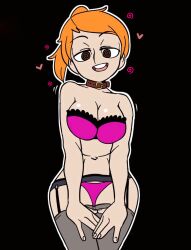 breasts cleavage collar doorsy_(manipper) femsub happy_trance heart laki_lolom large_breasts lingerie pantyhose red_hair rick_and_morty smile spiral_eyes summer_smith symbol_in_eyes underwear