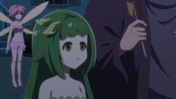 beheneko character_request dryad empty_eyes expressionless fairy femsub grey_hair maledom pink_hair screenshot standing_at_attention tagme