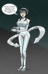  black_hair dialogue femsub happy_trance hy2300 large_breasts latex mask spiral_eyes spy_x_family text yor_briar 